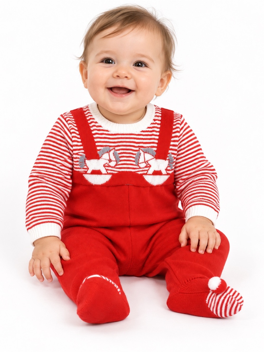 Friemanit Vintage Baby Knit Footed Romper | Size 9M